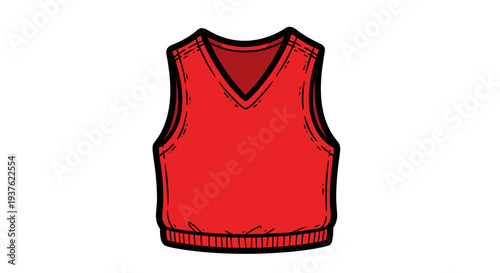 Red Sleeveless Shirt or Jersey Illustration.