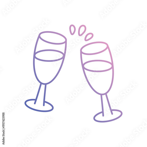 Champagne glasses icon clean and modern vector illustration