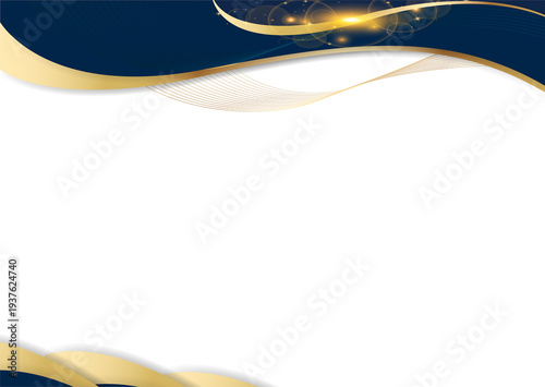 landscape Elegant Abstract Blue and Gold Wave Certificate background Border Design.