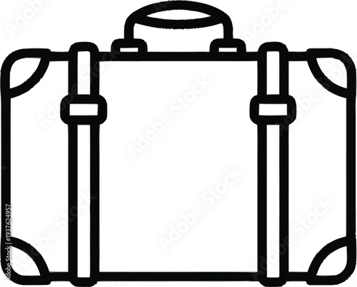 Vintage suitcase with straps and leather handle for classic travel tourism adventure on transparent background vector