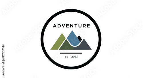 Adventure Logo with Mountains and Text.