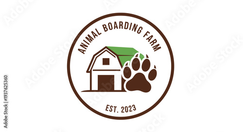 Animal Boarding Farm Logo Design Illustration.