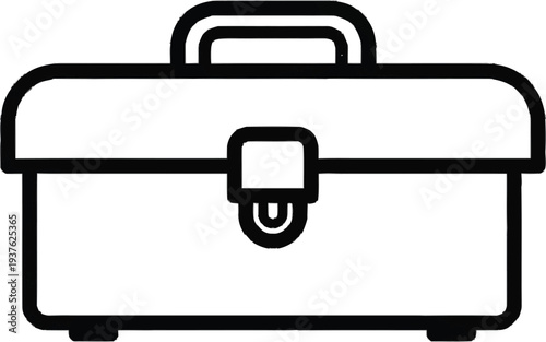 Toolbox icon outline for repair work construction maintenance equipment and professional craftsmanship carrying case