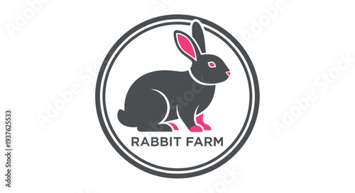 Black Rabbit Illustration with Pink Feet.