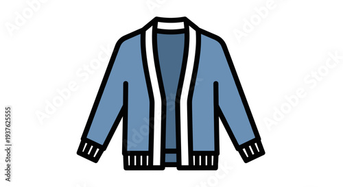 Blue Cardigan Sweater with White Stripes.