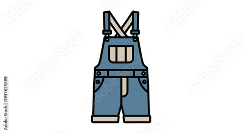Blue Cartoon Dungarees with Suspenders.