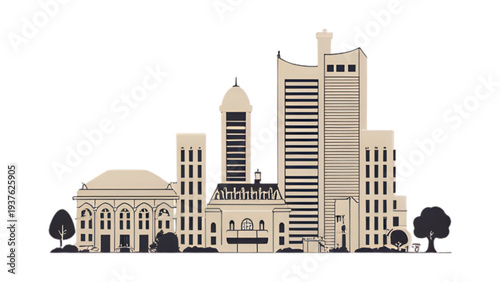 Vector illustration of modern urban buildings.