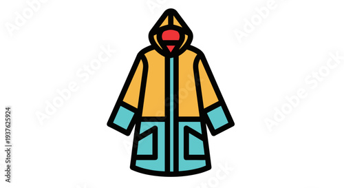 Colorful Cartoon Hooded Jacket Illustration.