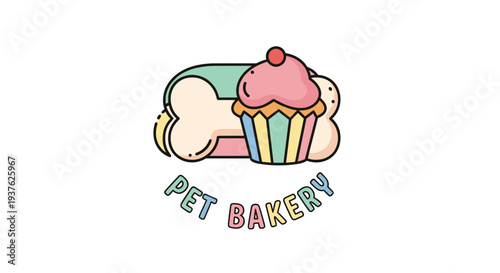 Colorful Cupcake Logo for Pet Bakery.