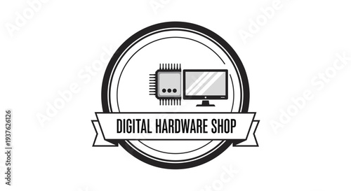 Digital Hardware Shop Logo Design Element.
