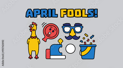 April Fools Day Cartoon Characters Illustration.