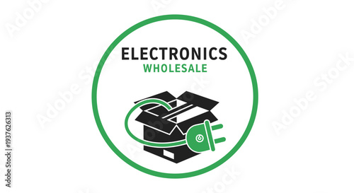 Electronics Wholesale Logo with Plug and Cable.