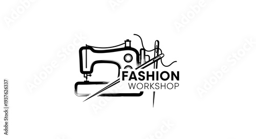 Fashion Workshop Logo with Sewing Machine.