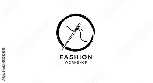 Fashion Workshop Logo with Sewing Needle.