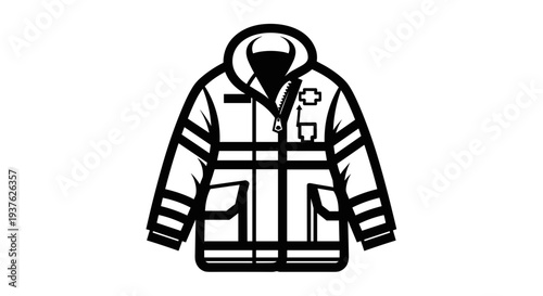 Firefighter Jacket with Reflective Stripes and Badge.