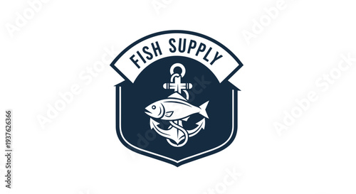 Fish Supply Logo with Anchor and Fish.