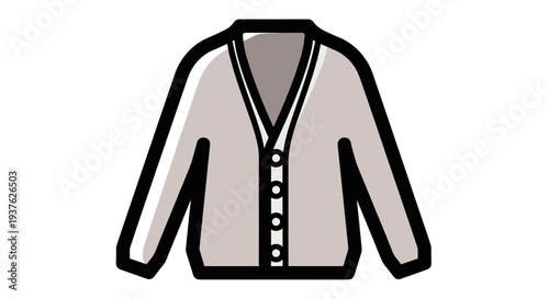 Gray Cardigan Sweater with Buttons Front.