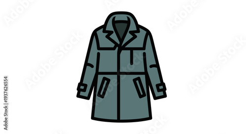 Gray Winter Coat with Hood Illustration.