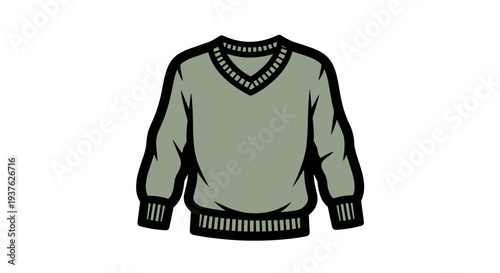 Grey Sweater with Black Trim Details.