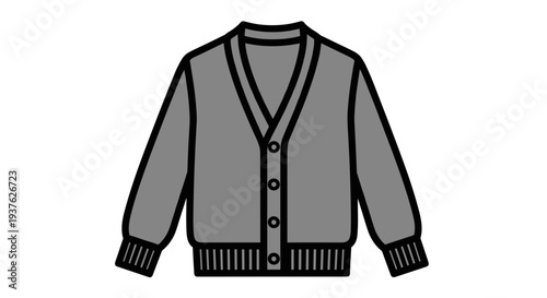 Grey Cardigan Sweater with V Neck.