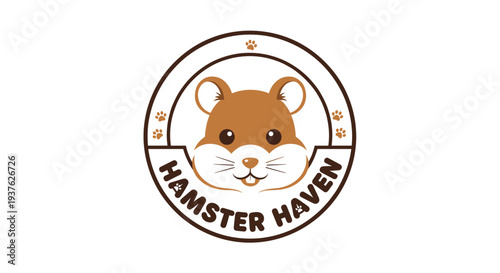 Hamster Face Logo Design Illustration.
