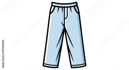 Light Blue Cartoon Pajama Pants Illustration.