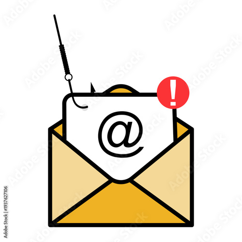 Phishing email icon on white background.