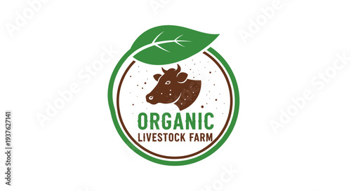 Organic Livestock Farm Logo with Cow.