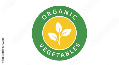 Organic Vegetables Green Circle Logo Design.