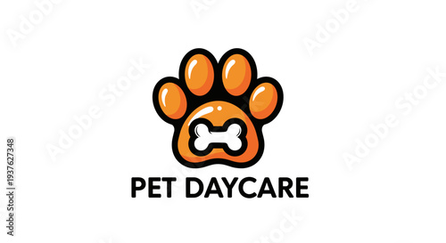 Pet Daycare Logo with Paw Print.
