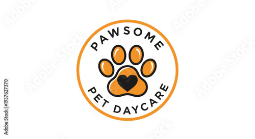 Pet Daycare Logo with Paw Print 1.