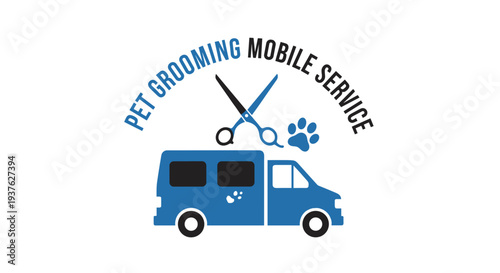 Pet Grooming Mobile Service Logo Design.