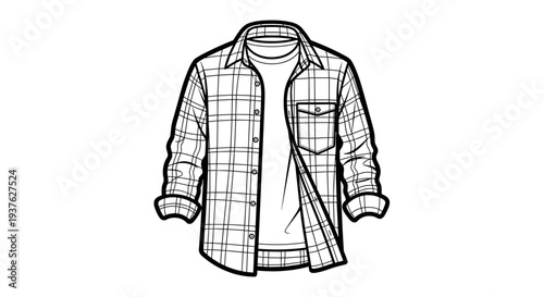 Plaid Shirt with Pocket and Collar.