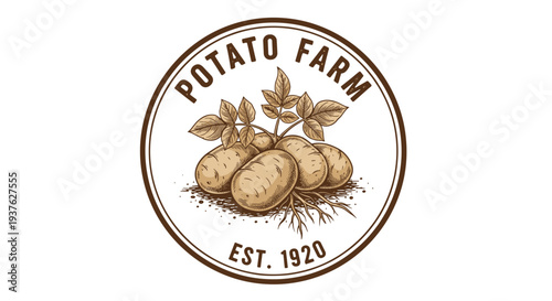 Potato Farm Logo with Potatoes and Leaves.