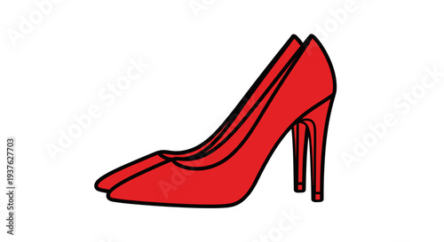 Red High Heel Shoe Fashion Illustration.