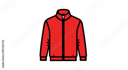 Red Jacket with Black Zipper Illustration.