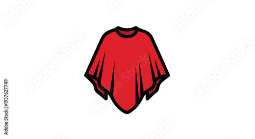 Red Poncho Cape Fashion Illustration Graphic.