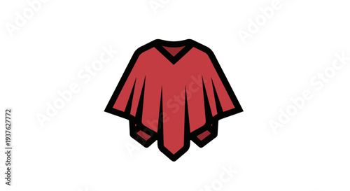 Red Poncho Sweater Cartoon Illustration.