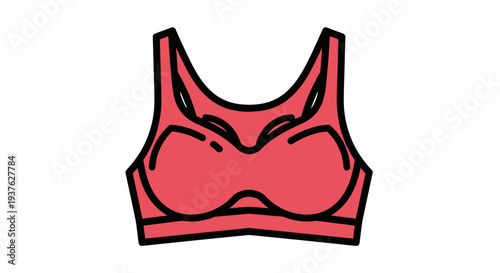Red Sports Bra Illustration Simple Design.