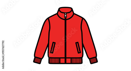 Red Sweater with Black Zipper and Pockets.