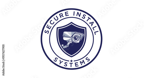 Security Shield Logo with CCTV Camera.