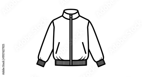 Simple Black and White Bomber Jacket Illustration.