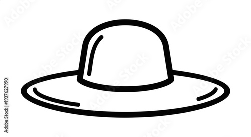 Simple Black and White Hat Illustration.