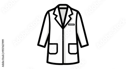 Simple Black and White Lab Coat Illustration.