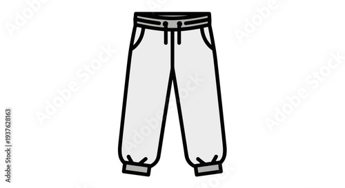 Simple Illustration of White Trousers with Belt.