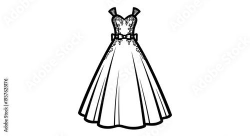 Simple Line Drawing of a Formal Dress.