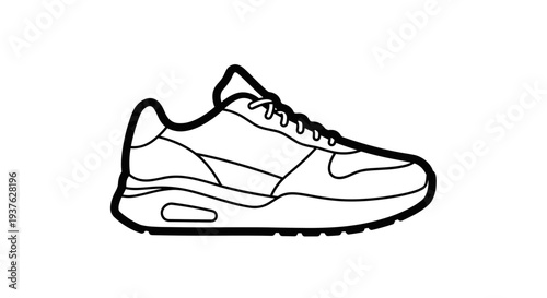 Simple Line Drawing of a Sneaker Shoe.