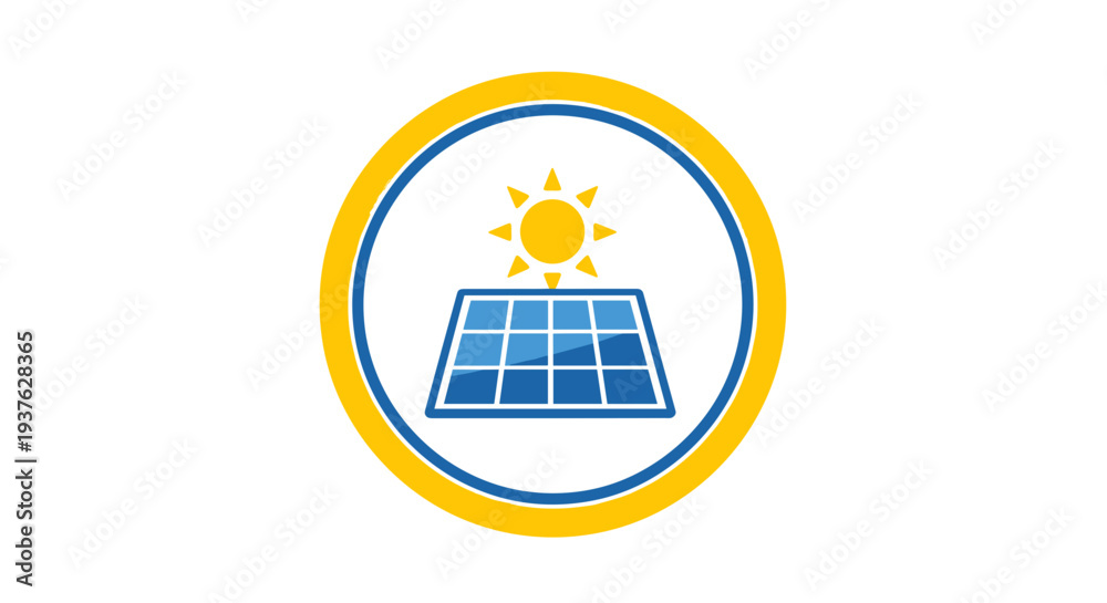 Obraz premium Solar Panel Icon with Sun Symbol 1.