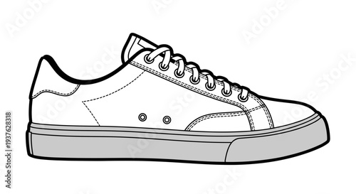 Simple White Low Top Sneaker Illustration.