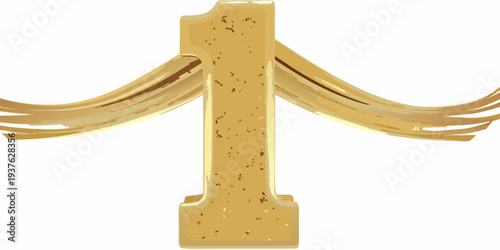 Golden number one with wings a symbol of victory and achievement